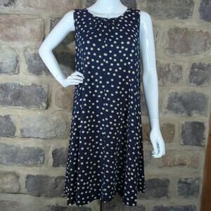 Three Dots‎ Polka Dot Fit & Flare Sleeveless Dress Woman's Size Large Swing Tie